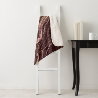 Burgundy Marble Stone Elegant Luxury Simple Modern Sherpa Deken