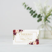 Burgundy Mariage Réception Boire Carte Billet Or (Debout devant)