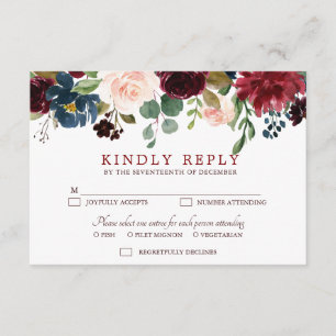Burgundy Marine Rouge Floral Russe Boho RSVP