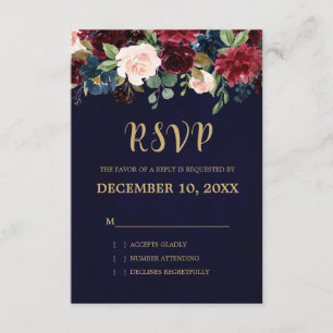Burgundy Marine Rouge Floral Russe Boho RSVP