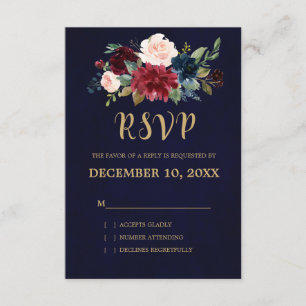Burgundy Marine Rouge Floral Russe Boho RSVP