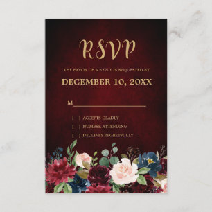 Burgundy Marine Rouge Floral Russe Boho RSVP