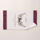 burgundy marine stag aquarelle florale élégant (Serviette à main)