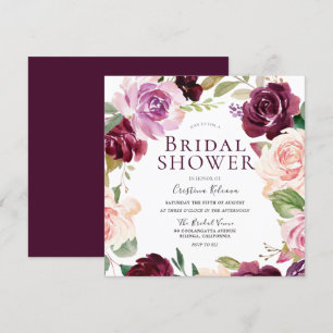 Burgundy Maroon Blush Floral Wreath Vrijgezellenfe Kaart