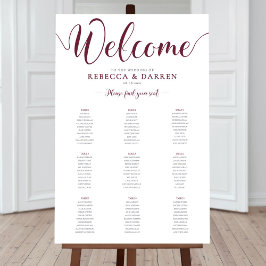 Burgundy Maroon Deep Red Seating Chart 9 tafels Poster