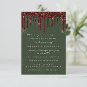 Burgundy Maroon Glitter Drips Bruidsbos Kaart (Staand voorkant)