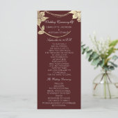Burgundy Maroon Gold Floral Event Wedding Program Programma (Staand voorkant)