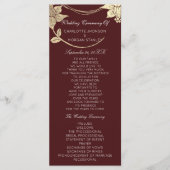 Burgundy Maroon Gold Floral Event Wedding Program Programma (Voorkant)