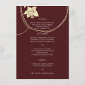Burgundy Maroon Gold Floral Mariage Menu de l'évén (Dos)