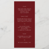 Burgundy Maroon Gold Floral Red Wedding Menu (Achterkant)
