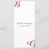 Burgundy Maroon Initialen herfst herfst huwelijk Menu (Achterkant)