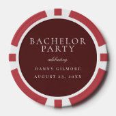 Burgundy Maroon Klassiek Heren Bachelorfeest Poker Chips (Voorkant)
