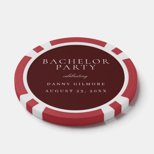 Burgundy Maroon Klassiek Heren Bachelorfeest Poker Chips (Enkel)