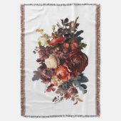 Burgundy Maroon Koraalwit Bloemstuk Deken (Voorkant Verticaal)