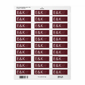 Burgundy Maroon Modern Bold Big Monogram Etiket (Full Sheet)