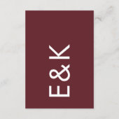 Burgundy Maroon Modern Bold Big Monogram Weddensch Informatiekaartje (Achterkant)