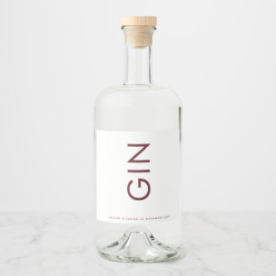 Burgundy Maroon Modern Bold Monogram Gin Likeurfles Etiket
