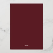 Burgundy Maroon Modern REAL GOLD Monogram Weddensc Folie Uitnodiging (Achterkant)