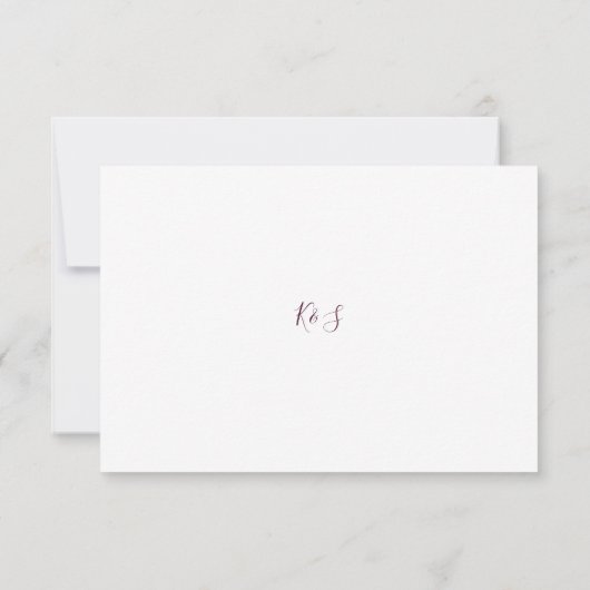 Burgundy Maroon Zilveren Bloem Herfst Bruiloft RSVP Kaartje (Achterkant)