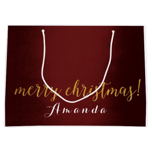 Burgundy Marron Gold Merry kerstcadeau Large Cadeautasje (Voorkant)