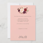 Burgundy Marsala Bloemige Datumwijziging - Roze 2 Kaart (Achterkant)