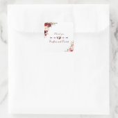 Burgundy Marsala Blush Floral Wedding Vierkante Sticker (Tas)