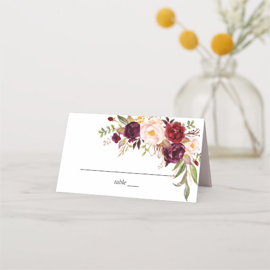 Burgundy Marsala & Blush Floral - White (Voorkant)