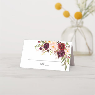 Burgundy Marsala & Blush Floral - White