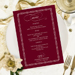 Burgundy Marsala Elégant Menu Mariage<br><div class="desc">Burgundy Marsala Elégant Menu Mariage</div>