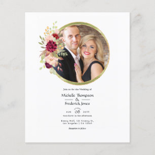 Burgundy-Marsala en Blush Bloemengeometrische Foto Flyer