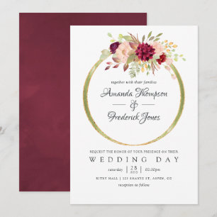 Burgundy-Marsala en Blush Boho Geometric Wedding Kaart