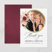 Burgundy-Marsala en Blush Geometric Boho Wedding Bedankkaart (Voorkant / Achterkant)