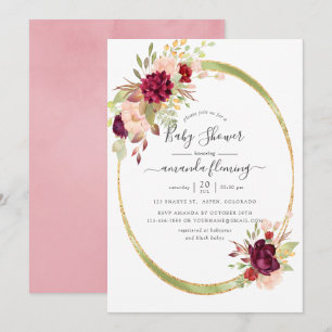 Burgundy-Marsala en Blush Geometrische Baby Shower Kaart