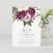 Burgundy - Marsala en Peach Floral Sip en See Kaart (Staand voorkant)