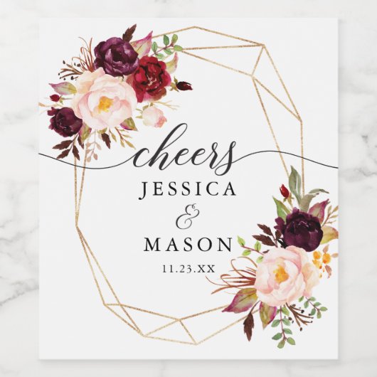 Burgundy Marsala - Etiket op flesfles (Enkel label)