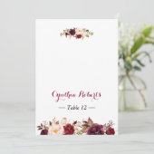 Burgundy Marsala Fleurs Mariage Place Carte Escort (Debout devant)