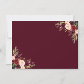 Burgundy Marsala Floral Antlers sparen de datum Save The Date (Achterkant)