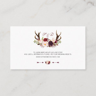 Burgundy Marsala Floral Antlers Weddenschap Websit Visitekaartje