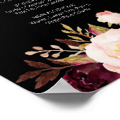 Burgundy Marsala Floral Bar Black Poster (Hoek)