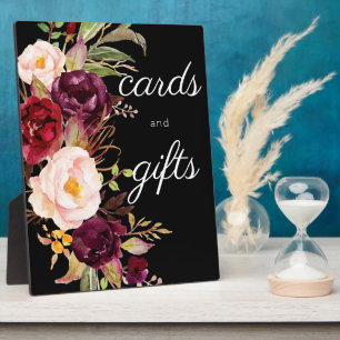 Burgundy Marsala Floral Guestbook Sign Black Fotoplaat