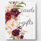 Burgundy Marsala Floral Guestbook Sign White Fotoplaat (Voorkant)