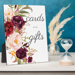 Burgundy Marsala Floral Guestbook Sign White Fotoplaat