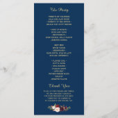 Burgundy Marsala Floral Navy Blue Wedding Program Programma (Achterkant)