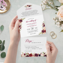 Burgundy Marsala Floral Wedding Details RSVP