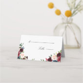 Burgundy Marsala Floral Wedding Place Card (Voorkant)