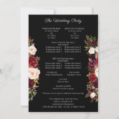 Burgundy Marsala Floral Wedding Program Black V3 Kaart (Achterkant)