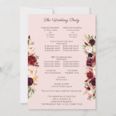 Burgundy Marsala Floral Wedding Programme Pink V2 Kaart (Achterkant)