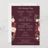Burgundy Marsala Floral Wedding Programme V2 Kaart (Achterkant)