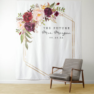 Burgundy Marsala Future Mrs Bruidsfeest Backdrop Wandkleed