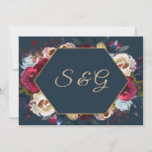 Burgundy Marsala Navy Floral | De datumkaart opsla Save The Date (Achterkant)